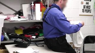 Thief hottie puts her legs up for officer