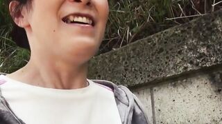 Sweaty old Japanese woman with biggest titted uses them on my toes