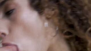 Curly hottie Kira Perez worshipped my long cock until it erupts hot spunk