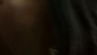 beauty dark hair gets throat ebony hammered
