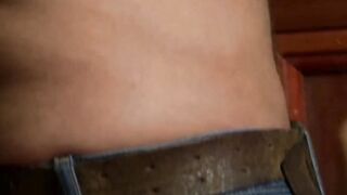 beauty dark hair gets throat ebony hammered