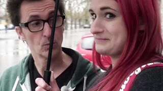 Red haired amateur hoe gets her first double penetration