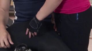 Blonde goddess gets facialized inside the gym