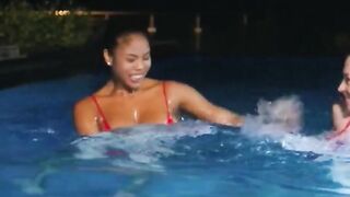Spoiled rich girls have threesome at spa