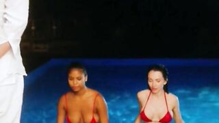 Spoiled rich girls have threesome at spa