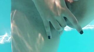 Inked honey taking a giant prick at the pool
