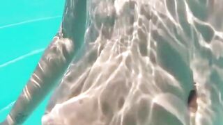 Inked honey taking a giant prick at the pool