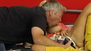 Big titted MILF blowing and fucking a giant cock