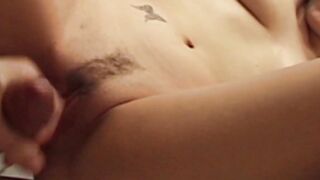 Lusty dark hair fucking and pee