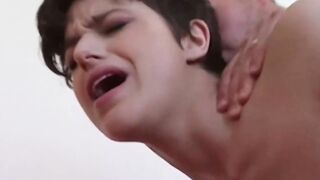 Short haired goddess gets double nailed