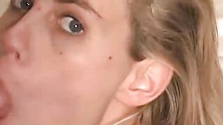 Blonde Alice Amateur Housewife LOVES cum on her face v1
