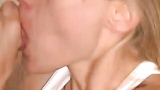 Blonde Alice Amateur Housewife LOVES cum on her face v1