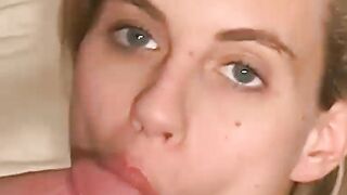 Blonde Alice Amateur Housewife LOVES cum on her face v1