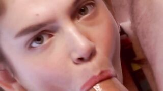 Pigtailed sexy tasting lollipop and sperm