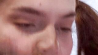 Pigtailed sexy tasting lollipop and sperm