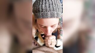 Ex-Ex-Wife Sucks Hard Cock and Gets a Long Facial