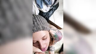 Ex-Ex-Wife Sucks Hard Cock and Gets a Long Facial
