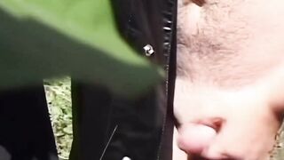 BBW bitch offer oral sex inside 3 way outdoor