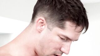Pumping Jake of his large cock until he cum