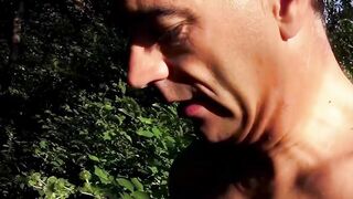 Amateur cougar fucking into the woods