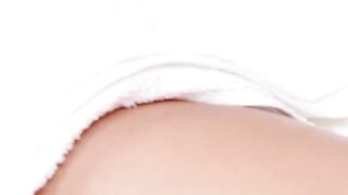 Thin dark hair gets facial creampie
