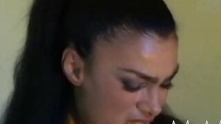 Dark hair honey masturbating into shower