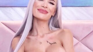 Big fake tits skinny blonde on webcam