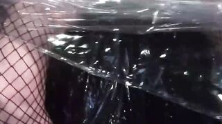 Skinny gf masturbating into bondage tape