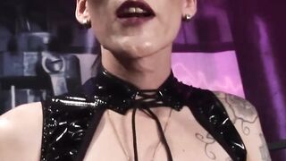 Skinny gf masturbating into bondage tape