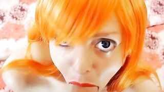 pov of Cutie cosplay women blowing penis