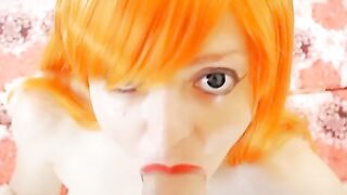 pov of Cutie cosplay women blowing penis