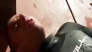 Rebeca Linares fucking inside the couch with her ebony hair