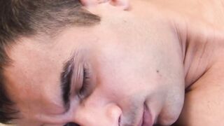 Homosexual amateur lovers fucks anal without a condom at home