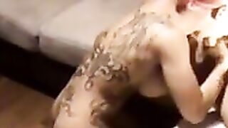 Sexy Busty Tattooed Woman Sucking Cock And Getting Cum