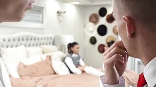 School girls Aria Valencia and Vanessa Moon play truth or dare and end up fucking wil