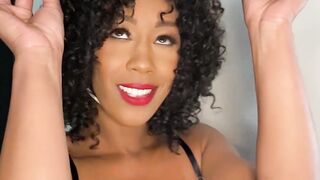 Ebony MILF posing before masturbation