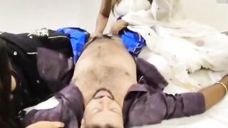 A Husband With Two Hot HouseWife Hardcore Threesome In Bedrooom