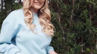 Busty blonde Ellie Tay is fucked in a public POV situation nearly getting caught