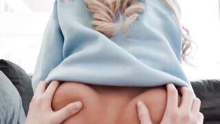Busty blonde Ellie Tay is fucked in a public POV situation nearly getting caught