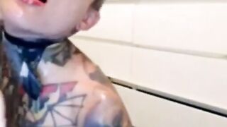 Tattooed Blonde Rough Throat Sex With Dildo On Webcam
