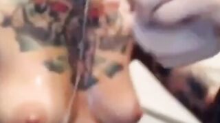 Tattooed Blonde Rough Throat Sex With Dildo On Webcam