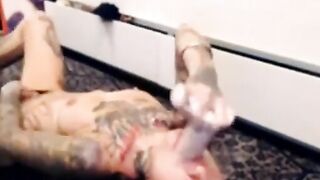 Tattooed Blonde Rough Throat Sex With Dildo On Webcam