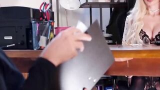 Naughty businesswoman Kaira Kampen dominates her coworker
