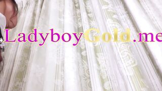 Ladyboy teen rides a bare big white cock