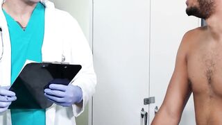 Jock Jordan Pax seduces doctor Dalton Riley during his baseline exam and gets his dic