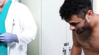 Jock Jordan Pax seduces doctor Dalton Riley during his baseline exam and gets his dic