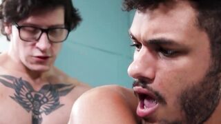 Jock Jordan Pax seduces doctor Dalton Riley during his baseline exam and gets his dic