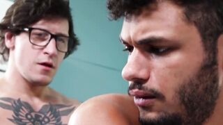 Jock Jordan Pax seduces doctor Dalton Riley during his baseline exam and gets his dic