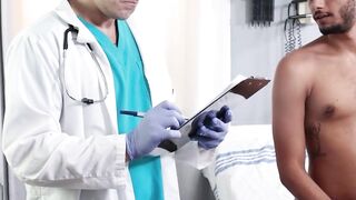 Jock Jordan Pax seduces doctor Dalton Riley during his baseline exam and gets his dic