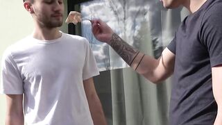 Beautiful twink sucks jocks cock in wet sixtynine action